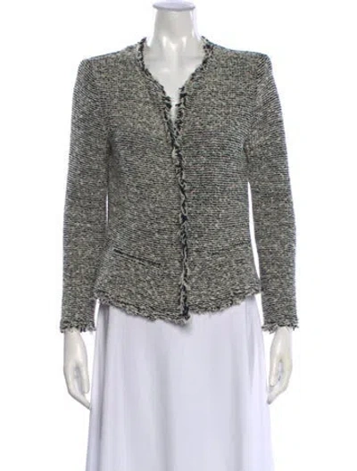 Pre-owned Iro Tweed Pattern Open Front Sweater In Black