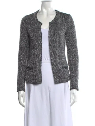 Pre-owned Iro Tweed Pattern Open Front Sweater In Gray