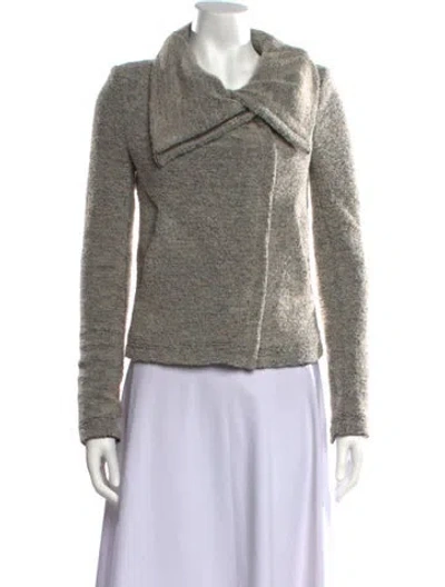 Pre-owned Iro Tweed Pattern Open Front Sweater In Grey