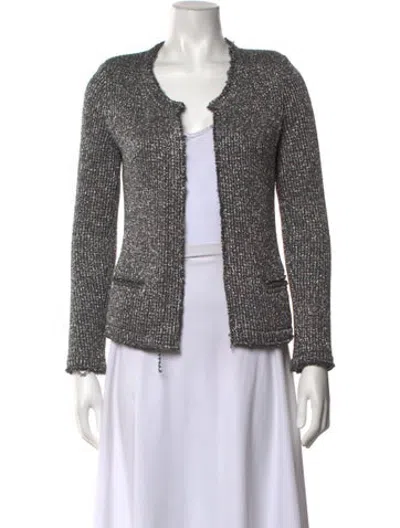 Pre-owned Iro Tweed Pattern Open Front Sweater In Grey