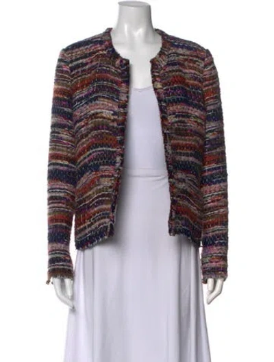 Pre-owned Iro Tweed Pattern Open Front Sweater In Multicolor