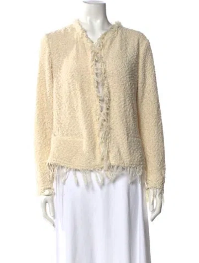 Pre-owned Iro Tweed Pattern Open Front Sweater In Neutrals