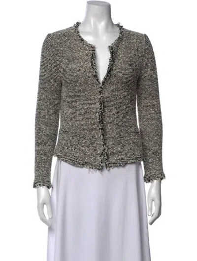 Pre-owned Iro Tweed Pattern Open Front Sweater In Neutrals