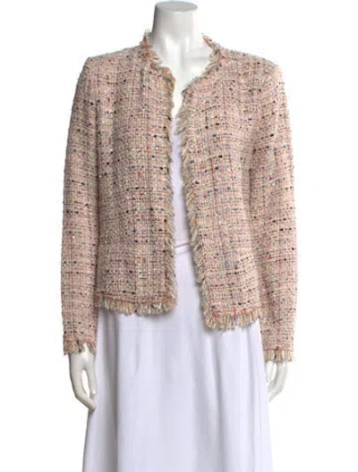 Pre-owned Iro Tweed Pattern Open Front Sweater In Pink