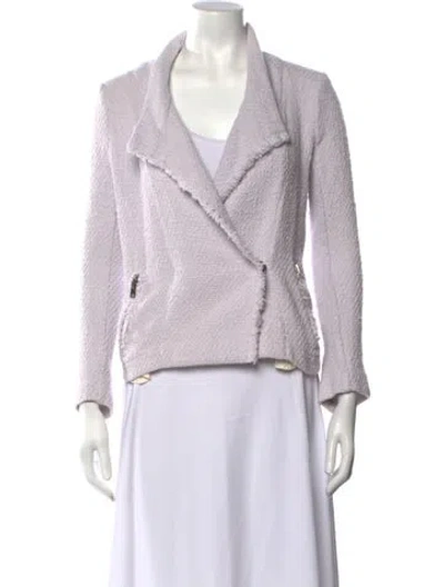 Pre-owned Iro Tweed Pattern Open Front Sweater In Purple