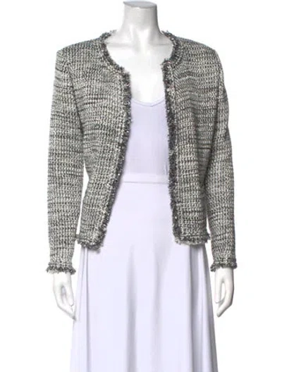 Pre-owned Iro Tweed Pattern Open Front Sweater In Silver
