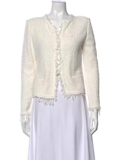 Pre-owned Iro Tweed Pattern Open Front Sweater In White
