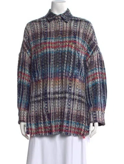 Pre-owned Iro Tweed Pattern Sweater In Blue