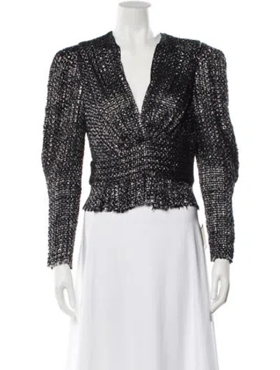 Pre-owned Iro Tweed Pattern V-neck Blouse In Multi