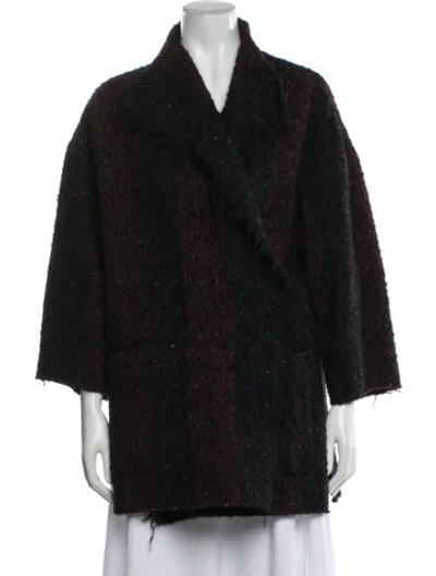 Pre-owned Iro Tweed Pattern V-neck Sweater In Black