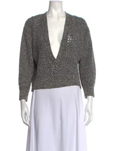 Pre-owned Iro Tweed Pattern V-neck Sweater In Grey