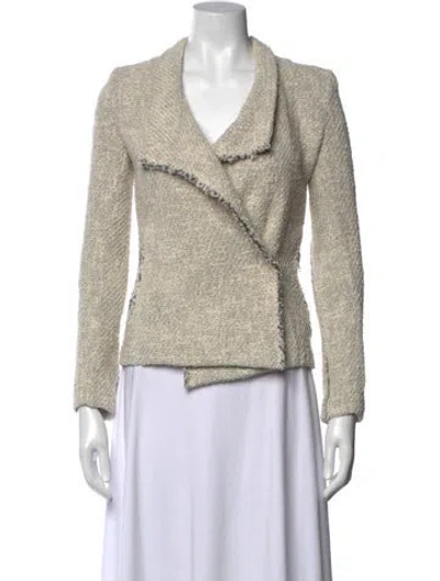 Pre-owned Iro Tweed Pattern V-neck Sweater In White