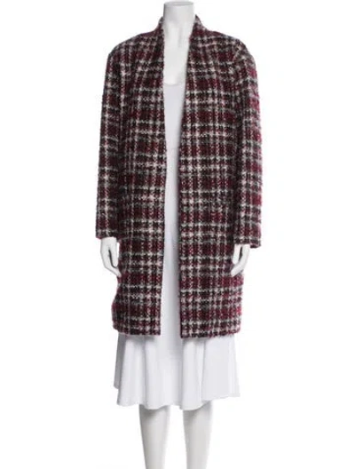 Pre-owned Iro Tweed Plaid Print Coat In Red