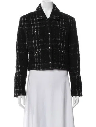 Pre-owned Iro Tweed Plaid Print Jacket W/ Tags In Black