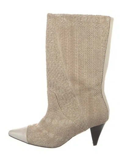 Pre-owned Iro Tweed Tweed Pattern Boots In Neutrals