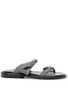 Iro Twist Glitter Flat Slides In Silver