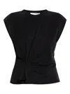 Iro Twisted-detail Cap-sleeve Top In Black