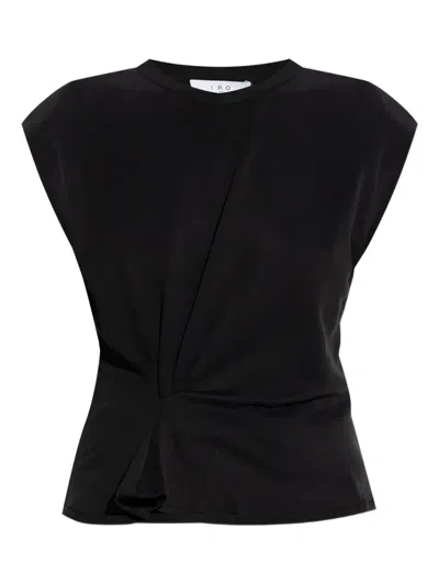 Iro Twisted-detail Cap-sleeve Top In Black