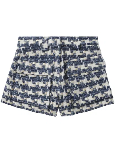 Iro Tyana Lurex Tweed Mini Shorts In Blue