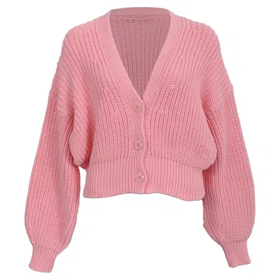 Iro Uberta Oversized Ribbed Cardigan In Pink Polyester