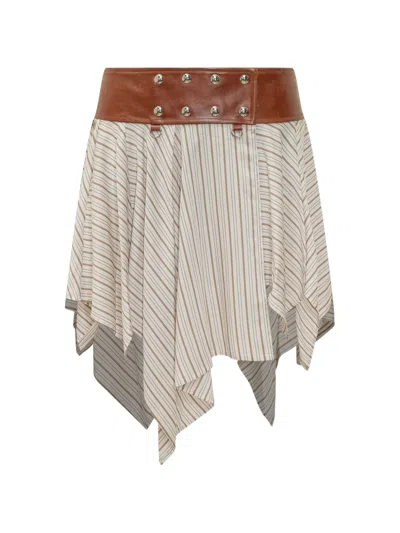 Iro Umby Striped Belted Skirt In Neutral