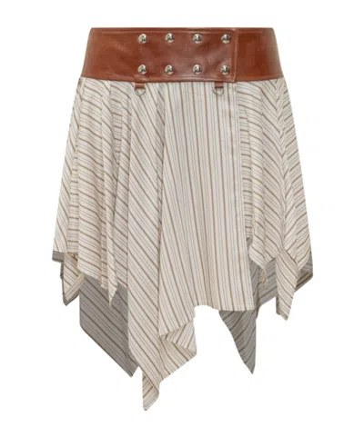 Iro Umby Skirt In Beige Left Bank Stripe