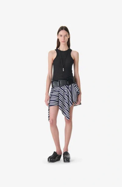 Iro Asymmetric Striped Short Skirt In Blue