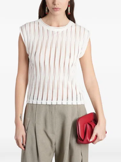 Iro Uzelie Sheer-panelled Sleeveless Cotton Top In White