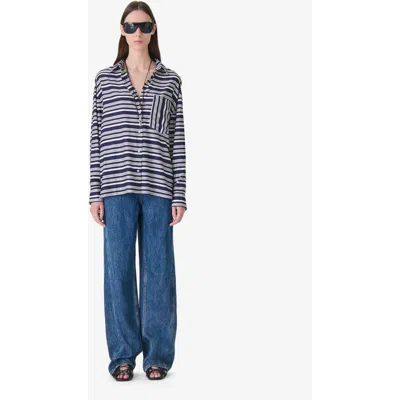 Iro Uzes Striped Poplin Shirt In Blue