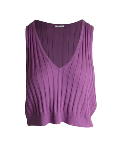 Iro V-neck Ribbed Crop Top In Purple Silk