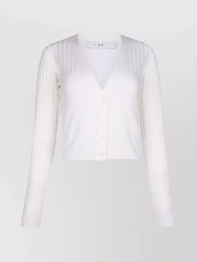 Iro V-neck Ribbed Knit With Cropped Sleeves In White
