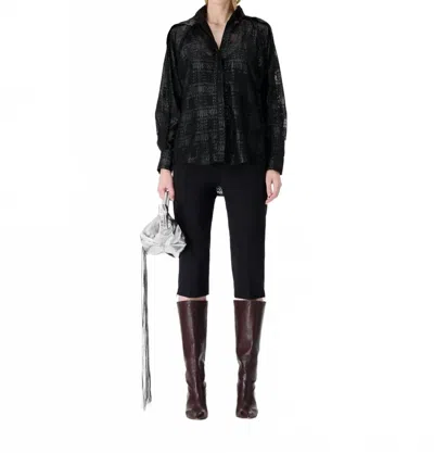 Iro Valmu High Collar Shirt In Black Lurex