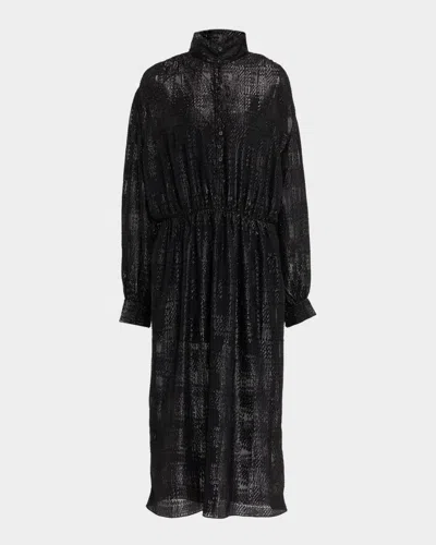Iro Vasco Sequined Semi-sheer Midi Shirtdress In Black