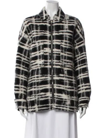 Pre-owned Iro Virgin Wool Plaid Print Jacket In Black