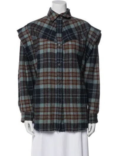Pre-owned Iro Virgin Wool Plaid Print Jacket In Blue