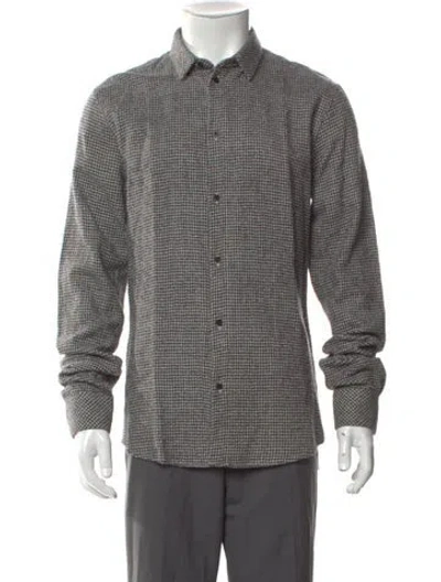 Pre-owned Iro Virgin Wool Plaid Print Shirt W/ Tags In Black