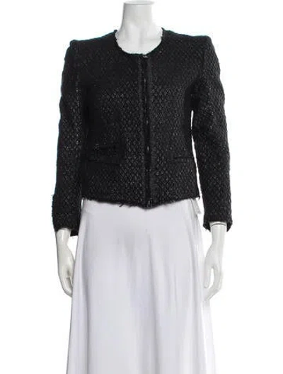 Pre-owned Iro Virgin Wool Tweed Pattern Jacket In Black