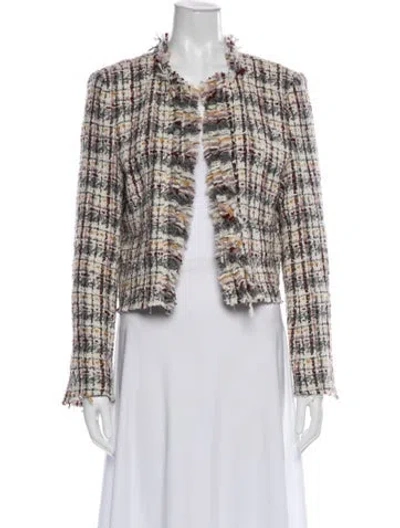 Pre-owned Iro Virgin Wool Tweed Pattern Jacket In Burgundy/white