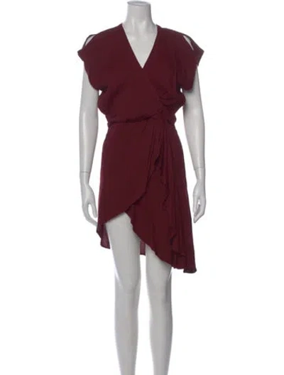 Pre-owned Iro V-neck Knee-length Dress In Burgundy