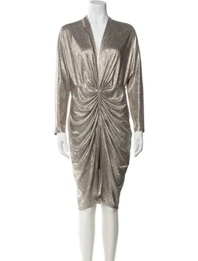 Pre-owned Iro V-neck Knee-length Dress In Silver