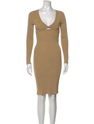 Pre-owned Iro V-neck Knee-length Dress W/ Tags In Neutral