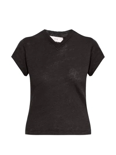 Iro V-neck Linen T-shirt In Black