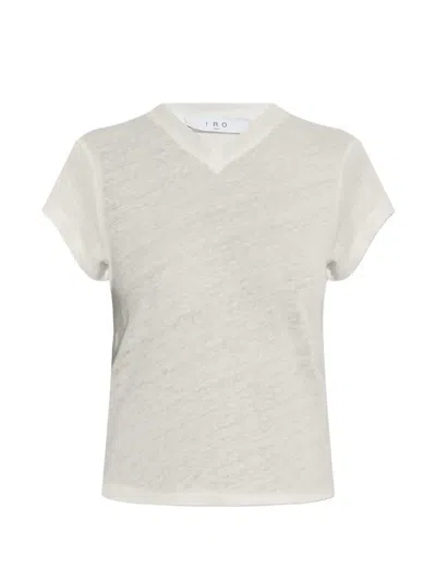 Iro V-neck Linen T-shirt In White