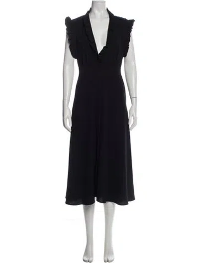 Pre-owned Iro V-neck Long Dress In Blue