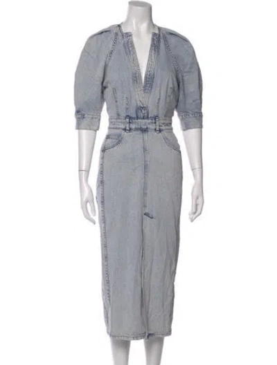 Pre-owned Iro V-neck Long Dress In Blue