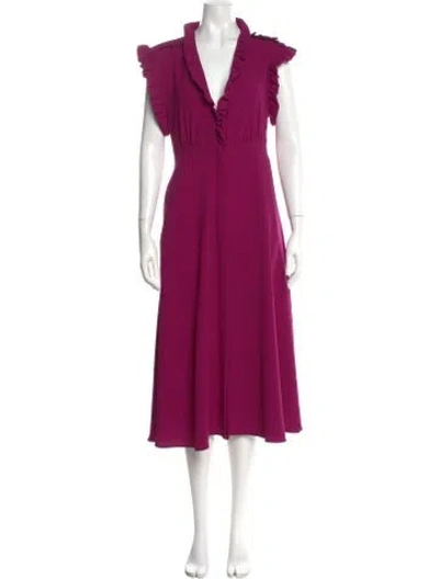 Pre-owned Iro V-neck Long Dress In Purple