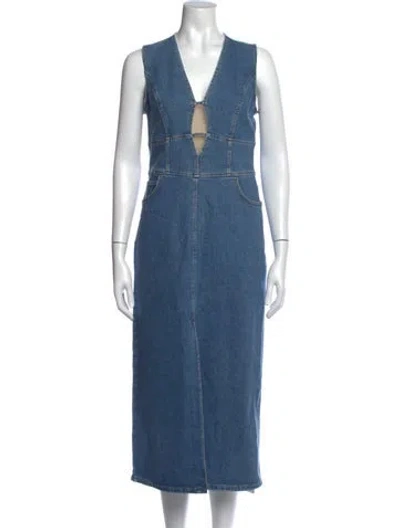 Pre-owned Iro V-neck Long Dress W/ Tags In Blue