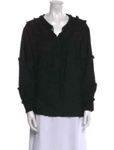 Pre-owned Iro V-neck Long Sleeve Blouse In Black