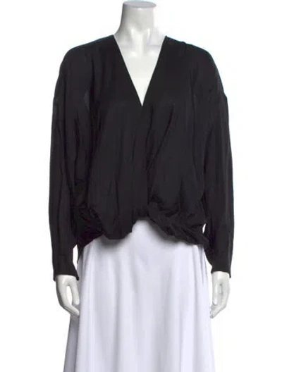Pre-owned Iro V-neck Long Sleeve Blouse In Black