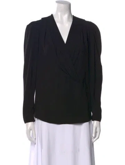 Pre-owned Iro V-neck Long Sleeve Blouse In Black